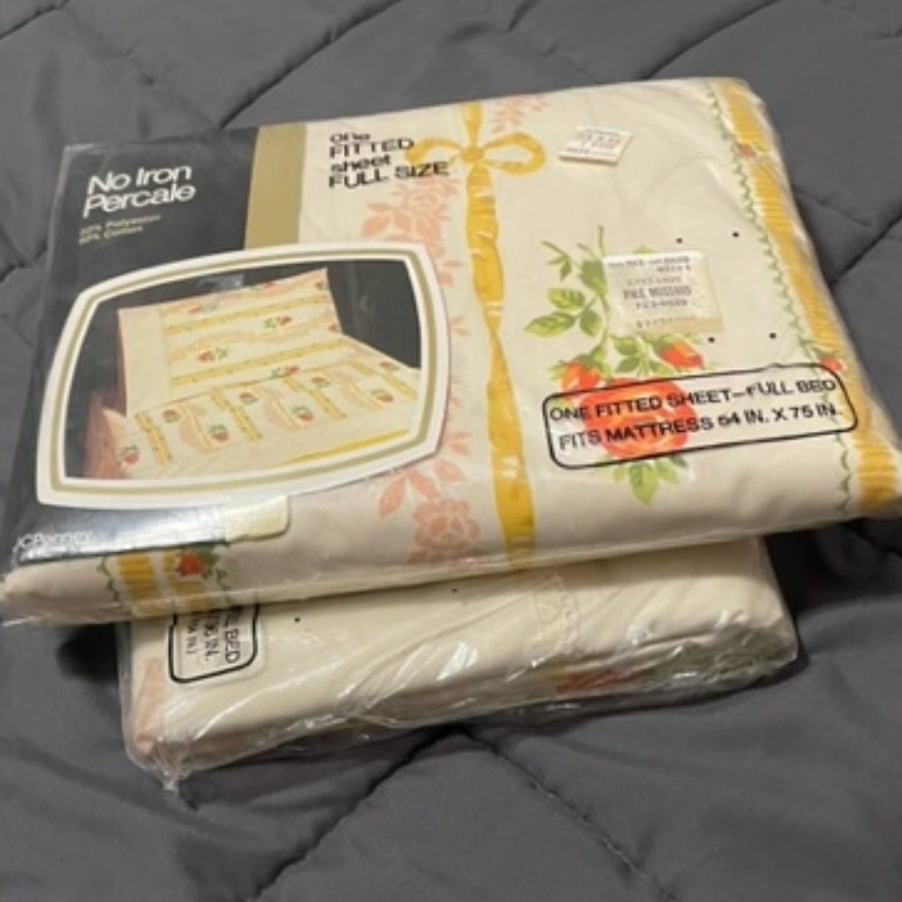 NOS Vintage JC Penney Full Sheet Set Flat & Fitted